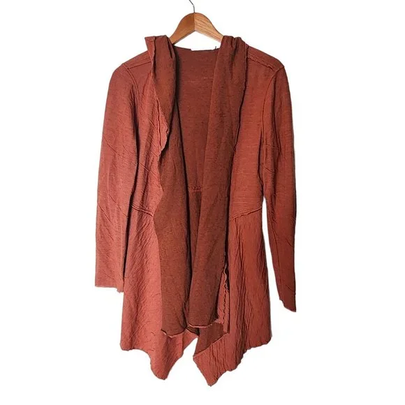 Cut Loose Hooded Cardigan Jacket Crinkle Striped Orange L Large - Picture 5 of 13